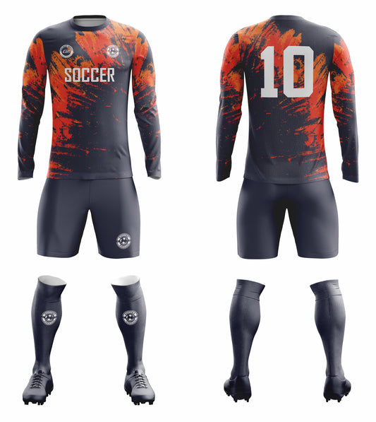 CUSTOM ORANGE & BLACK GOAL KEEPER JERSEY