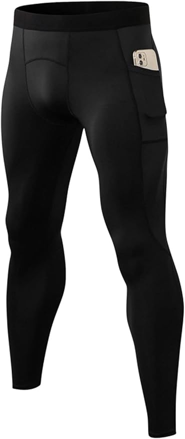 Men Compression Pants Leggings Dry Cool Sports (Black)