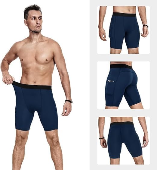 Men Compression Shorts Dry Cool Sports (Navy)