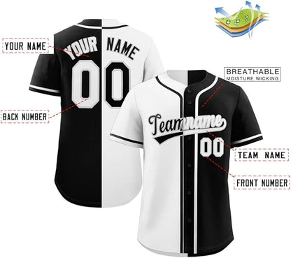 Custom Baseball Full button Top Jersey White/Black