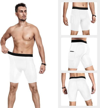 Men Compression Shorts Dry Cool Sports (White)