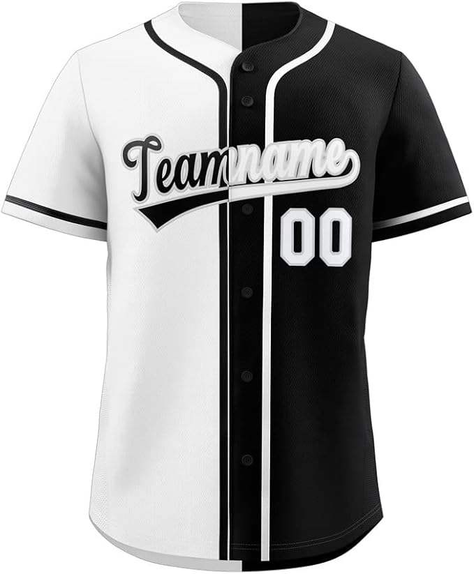 Custom Baseball Full button Top Jersey White/Black