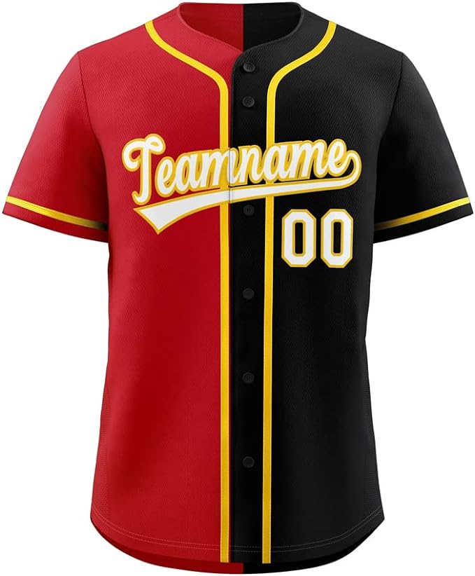 Custom Baseball Full button Top Jersey Red/Black