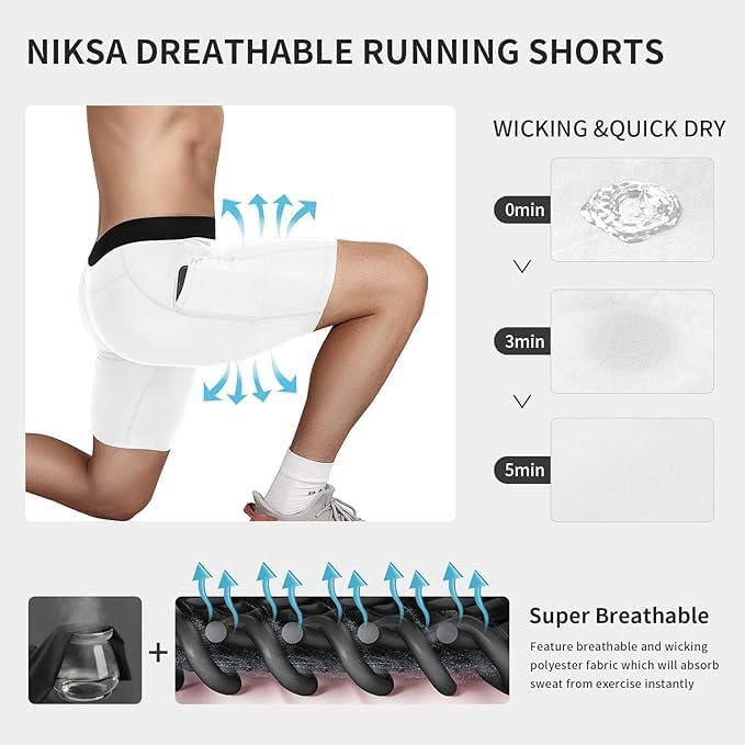 Men Compression Shorts Dry Cool Sports (White)