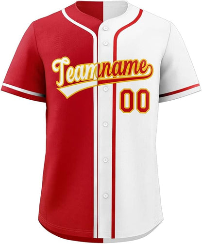 Custom Baseball Full button Top Jersey White/Red