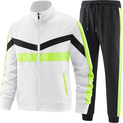 Custom Track Suit For Men White/Lime Green