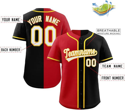 Custom Baseball Full button Top Jersey Red/Black