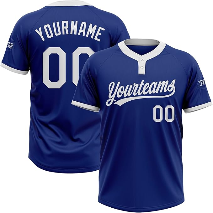 Custom Baseball Two button Top Jersey Royal