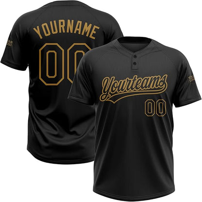 Custom Baseball Two button Top Jersey Black