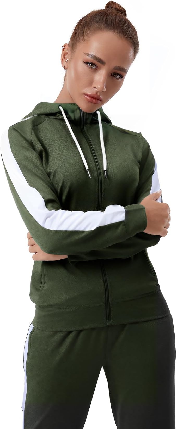 Custom Track Suit For Women Army Green