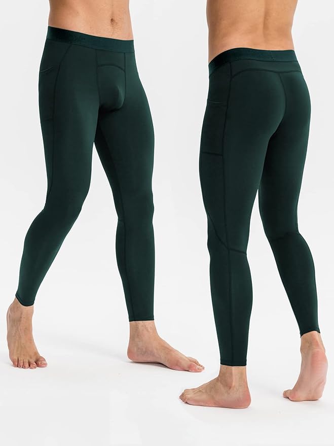 Men Compression Pants Leggings Dry Cool Sports (Dark Green)