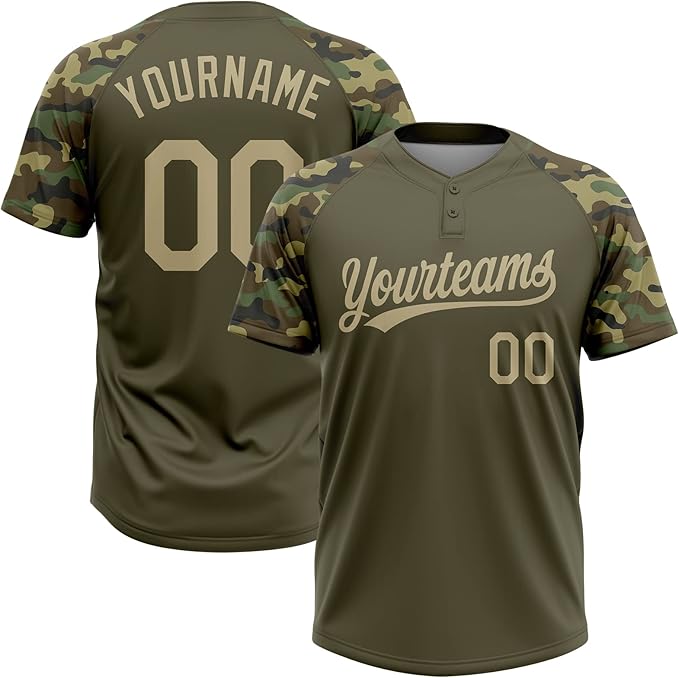 Custom Baseball Two button Top Army Green