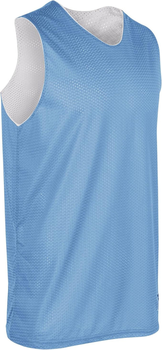 Custom Reversible Basketball Practice Jersey - Mesh & Interlock Fabric Blue and White