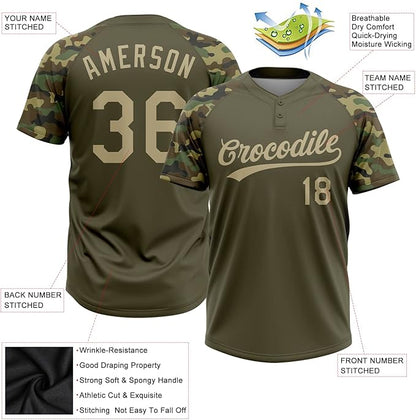 Custom Baseball Two button Top Army Green