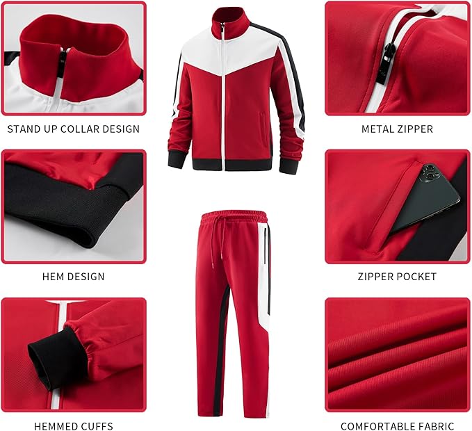 Custom Track Suit For Men Red/White