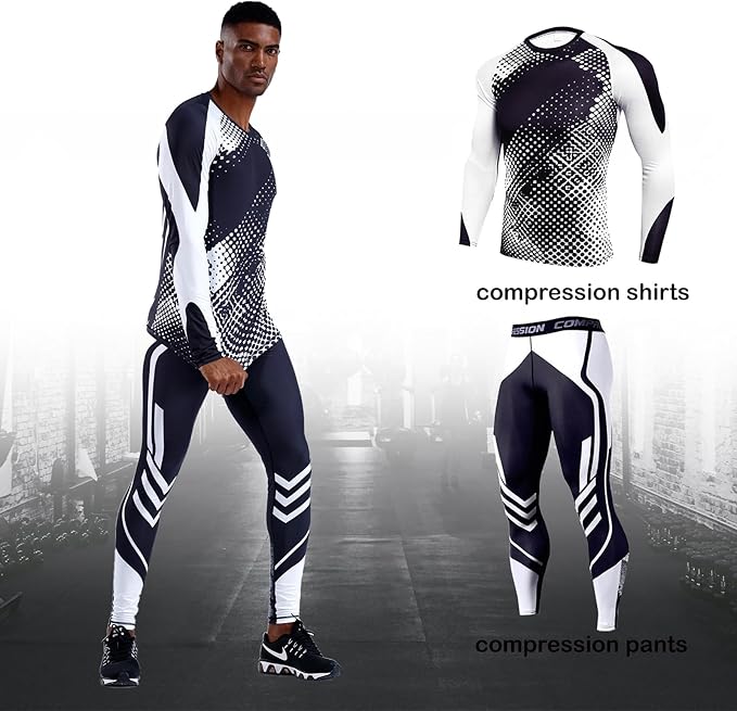 EBI Men's Compression Workout Set (White Dot)