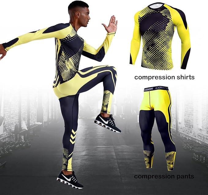 EBI Men's Compression Workout Set (Yellow Dot)