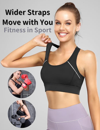 Sports Bras for Women High Support (Black)