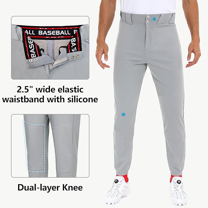 "Custom Gray Baseball Pants - Short and Long Styles"