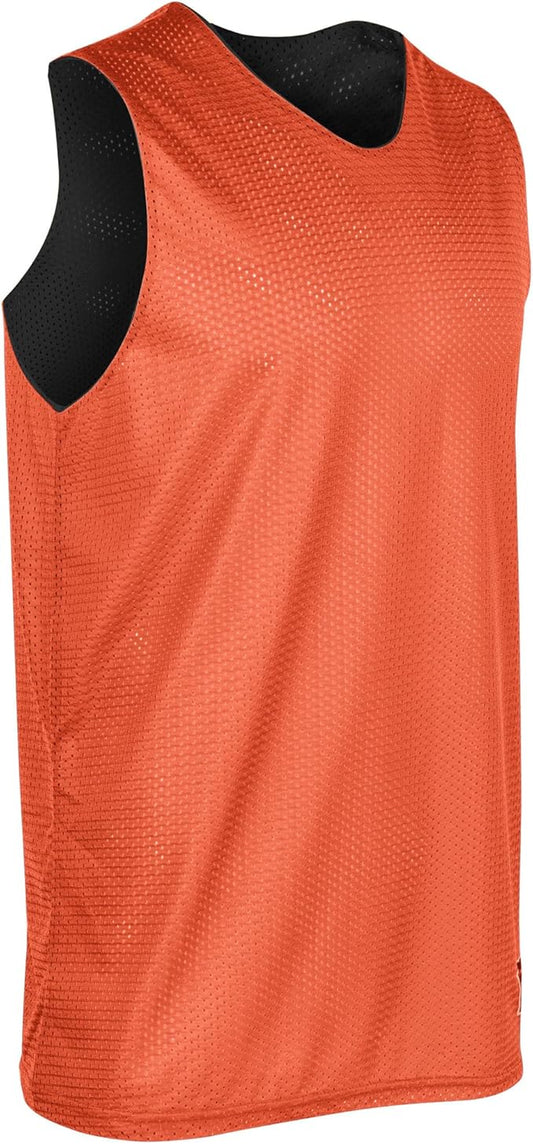 Custom Reversible Basketball Practice Jersey - Mesh & Interlock Fabric Orange and Black