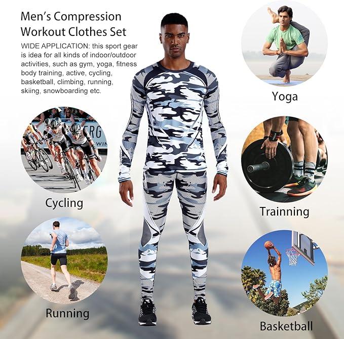 EBI Men's Compression Workout Set (Grey Camoflague)