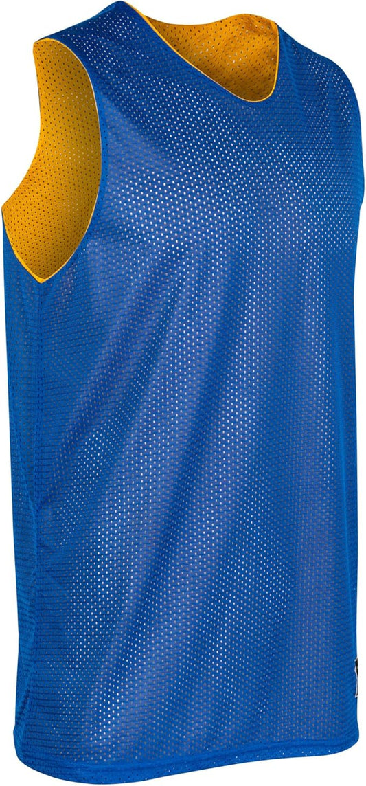 Custom Reversible Basketball Practice Jersey - Mesh & Interlock Fabric Yellow and Blue