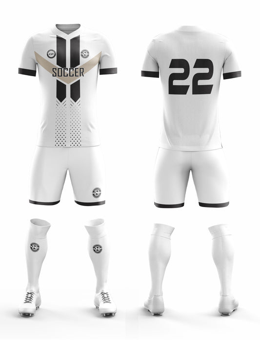 CUSTOM WHITE THUNDER SOCCER UNIFORM