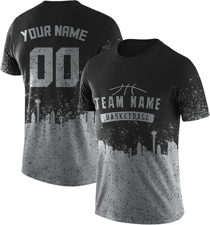 Custom Basketball Black and Gray Performance T-Shirt